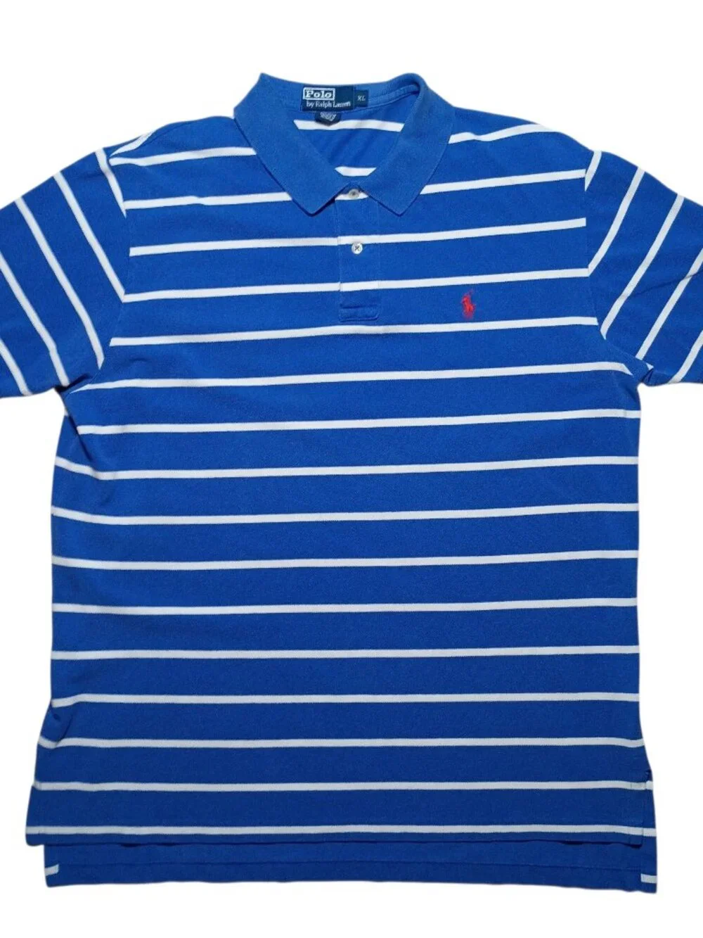 Vintage Polo Ralph Lauren Men’s XL Blue & White Striped Polo Shirt